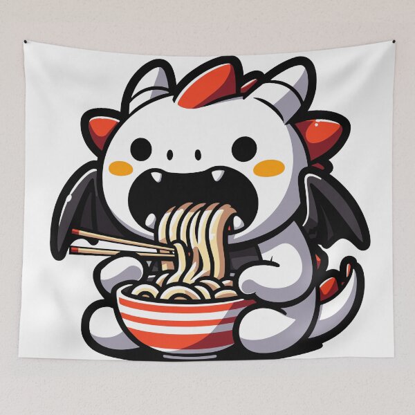 Item preview, Dragon Noodle Feast - Kawaii Animal Foodie Illustration designed and sold by RyanBelandres.