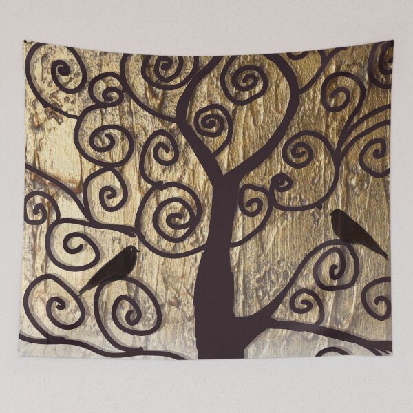 Item preview, gustav klimt prints Cute birds on autumn fall gold  designed and sold by wrightsonarts.