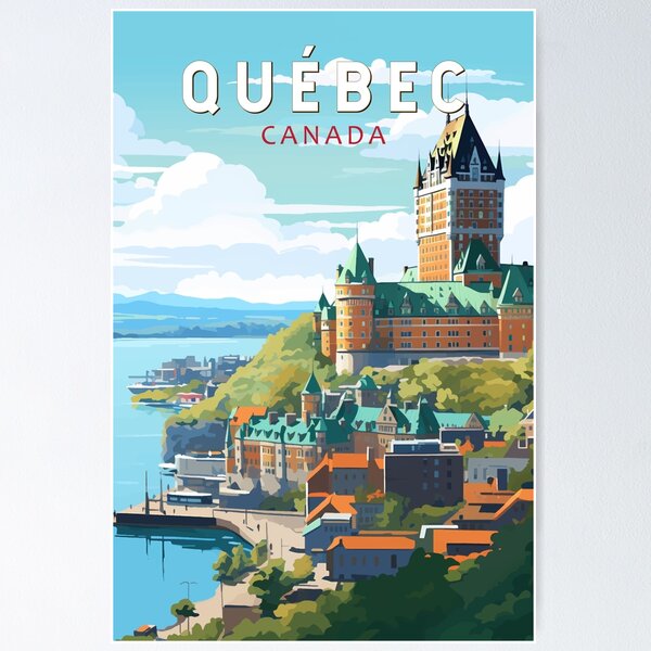 Item preview, Quebec Canada Travel Art Vintage designed and sold by KrisSidDesigns.
