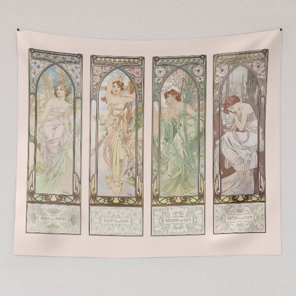 Item preview, The times of the day (Les heures du jour),  by Alphonse Mucha. HIGH DEFINITION designed and sold by MINDTHECHERRY.