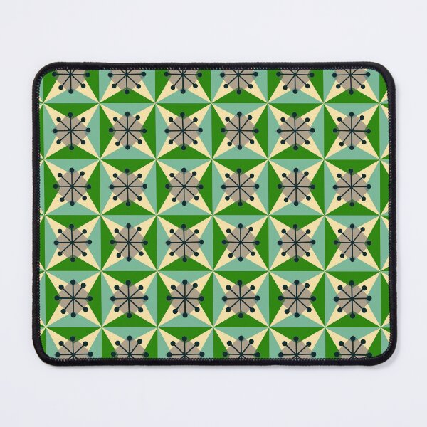 Item preview, Retro pattern No.50d- Mid century geometric green blue and grey designed and sold by TalkingHerds.