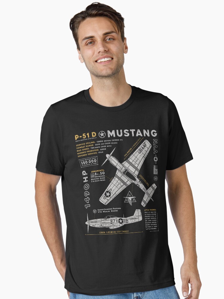 Thumbnail 2 of 7, Essential T-Shirt, P-51 Mustang designed and sold by 909Apparel.