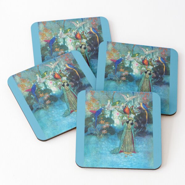 Item preview,  Exotic Bird Scene, Beauty & Beast 1910 Edmund Dulac designed and sold by RocketshipRetro.