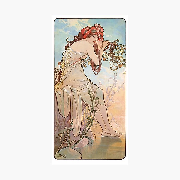 Aperçu de l'œuvre Les Quatre Saisons - L'été, d'Alphonse Mucha. HAUTE DÉFINITION créée et vendue par MINDTHECHERRY.