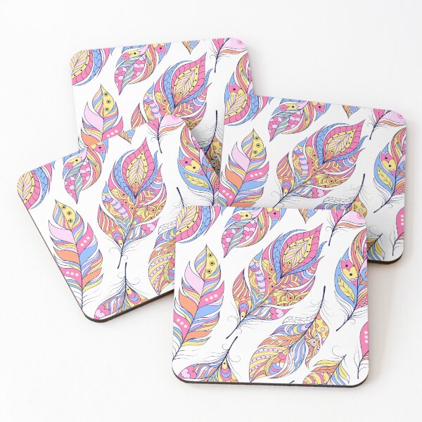 Item preview, Pastal multi coloured feathers pattern design designed and sold by ViYa1.