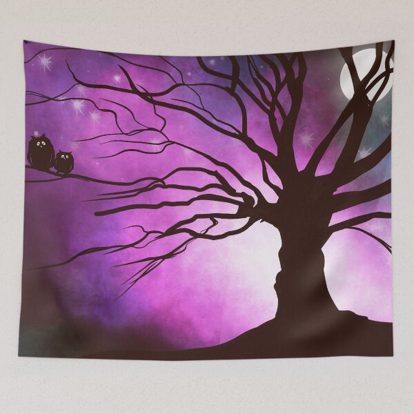 Item preview, the Owl squad, night scene  , cute owls starry night designed and sold by wrightsonarts.