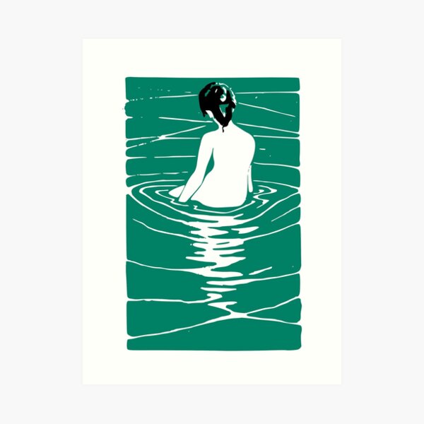 Lady in an Onsen, Japanese, Japan Art, Onsen, Bath Art Print