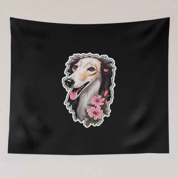 Item preview, Borzoi with Flowers designed and sold by CUTEDOGGIEZ.