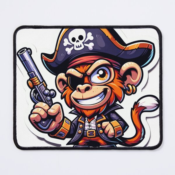 Item preview, Cartoon Pirate Monkey Holding a Pistol designed and sold by Zestpond.