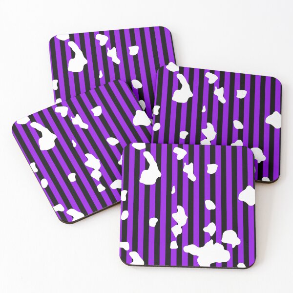 Item preview, Purple and Black Verticle Stripes With White Cowprint designed and sold by TheRulerofEarth.