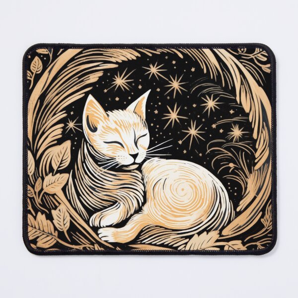 Artikelvorschau, Katze schlafender Holzschnitt-Druck entworfen und verkauft von Myra365Art.