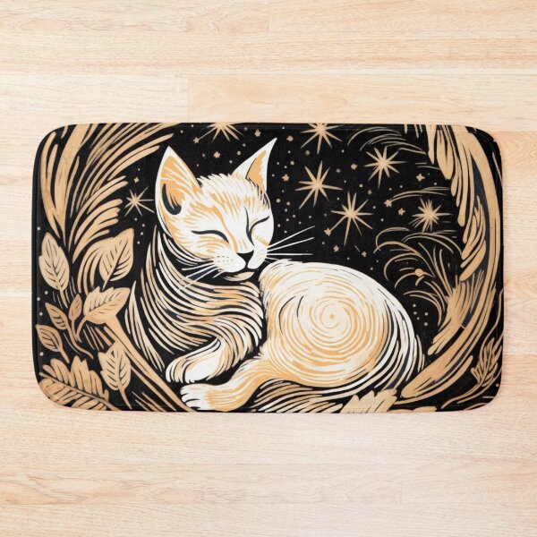 Item preview, Cat Sleeping Woodcut Print designed and sold by Myra365Art.