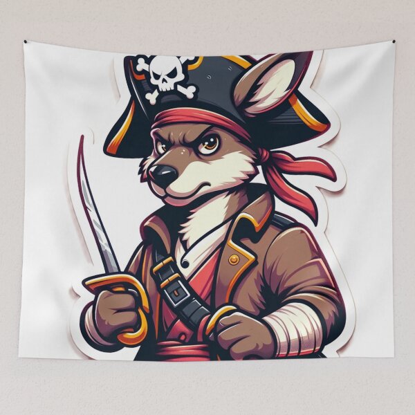 Item preview, Cartoon Pirate Kangaroo Holding a Sword designed and sold by Zestpond.