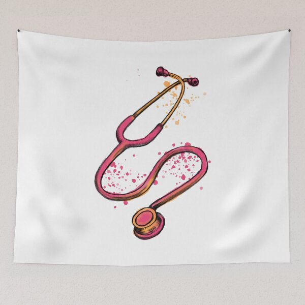 Item preview, Stethoscope, medical symbol for doctors and healthcare workers, vibrant watercolor designed and sold by Drawmecute.