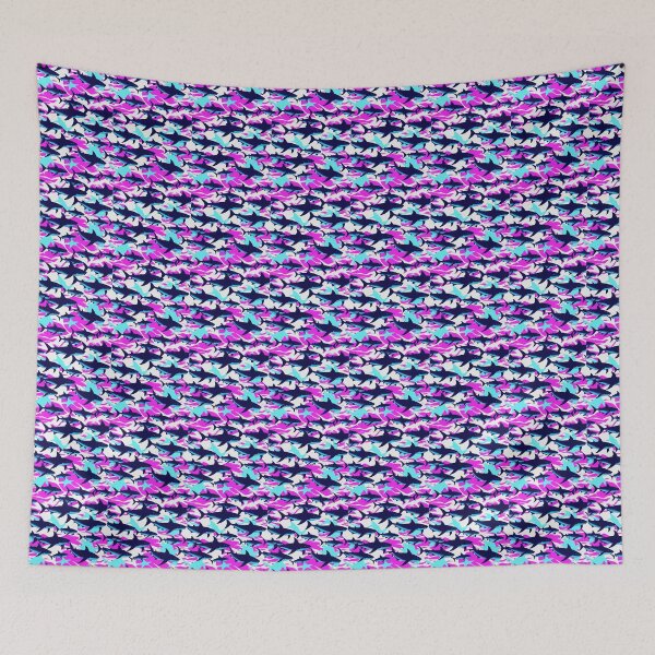 Item preview, psychedelic sharks designed and sold by Zelda50.
