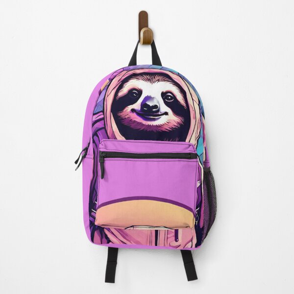 Item preview, Serene Lazy Sloth Hiking on the Mountains at Sunset - Vaporwave Adventure 3 designed and sold by SlothcoreVibes.