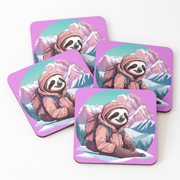 Item preview, Serene Lazy Sloth Hiking on the Mountains at Sunset - Vaporwave Adventure 4 designed and sold by SlothcoreVibes.