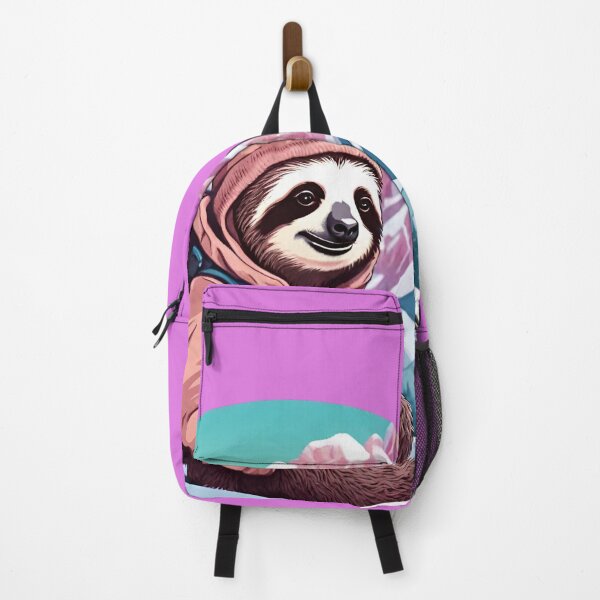 Item preview, Serene Lazy Sloth Hiking on the Mountains at Sunset - Vaporwave Adventure 4 designed and sold by SlothcoreVibes.