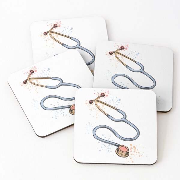 Item preview, Stethoscope, medical symbol for doctors and healthcare workers, pastel watercolor designed and sold by Drawmecute.