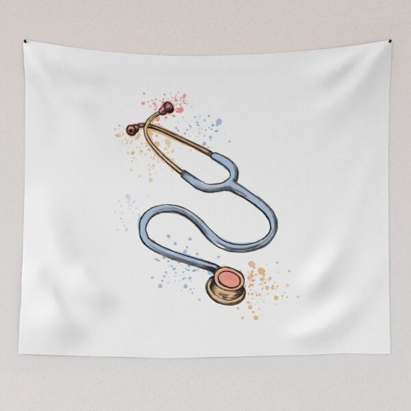Item preview, Stethoscope, medical symbol for doctors and healthcare workers, pastel watercolor designed and sold by Drawmecute.