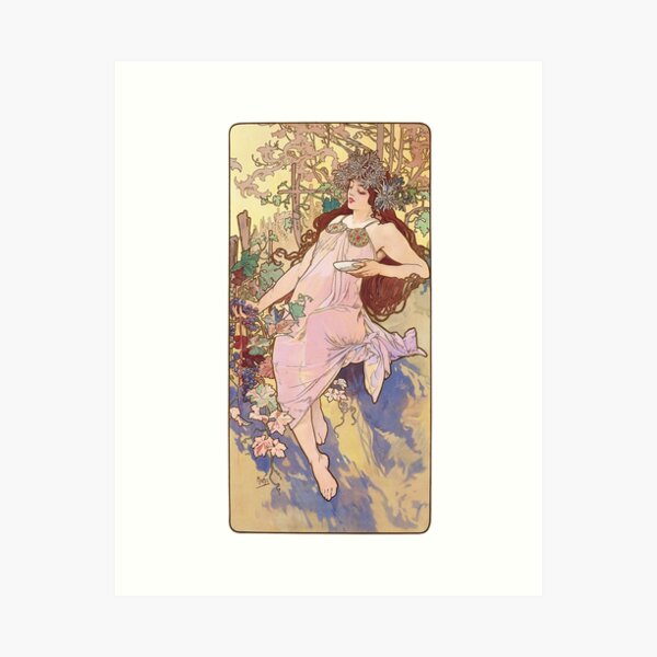 Aperçu de l'œuvre Les Quatre Saisons - Automne, d'Alphonse Mucha. HAUTE DÉFINITION créée et vendue par MINDTHECHERRY.