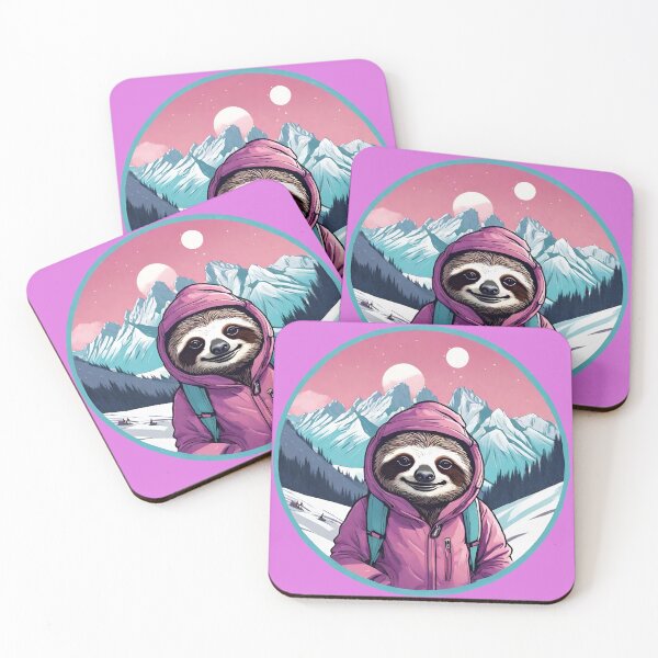 Item preview, Serene Lazy Sloth Hiking on the Mountains at Sunset - Vaporwave Adventure 5 designed and sold by SlothcoreVibes.