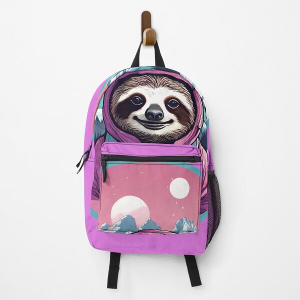 Item preview, Serene Lazy Sloth Hiking on the Mountains at Sunset - Vaporwave Adventure 5 designed and sold by SlothcoreVibes.