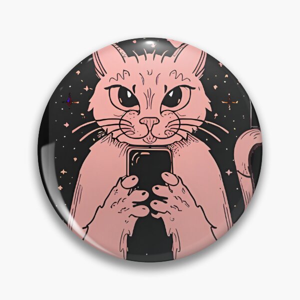Item preview, The pink cat playing in the phone in the galaxy  designed and sold by Ahmedhazem12.