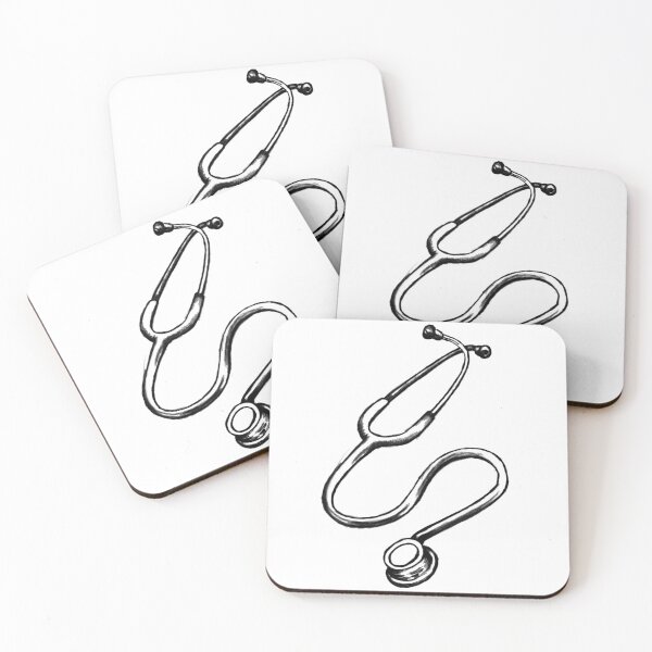 Item preview, Stethoscope, medical symbol for doctors and healthcare workers, monochromatic designed and sold by Drawmecute.