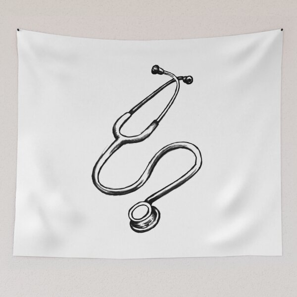 Item preview, Stethoscope, medical symbol for doctors and healthcare workers, monochromatic designed and sold by Drawmecute.