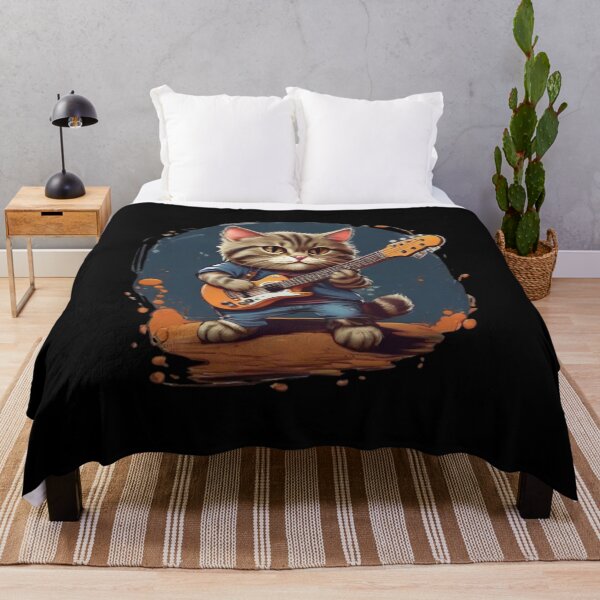 Item preview, Rock Cat Playing Rock Kitty Funny Guitar Cat Groovy Feline Serenade designed and sold by AI-volution.