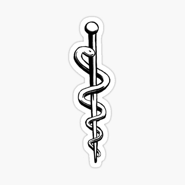 Item preview, aesculapiuss rod, medical symbol for doctors and healthcare workers, mono designed and sold by Drawmecute.