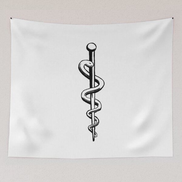 Item preview, aesculapiuss rod, medical symbol for doctors and healthcare workers, mono designed and sold by Drawmecute.