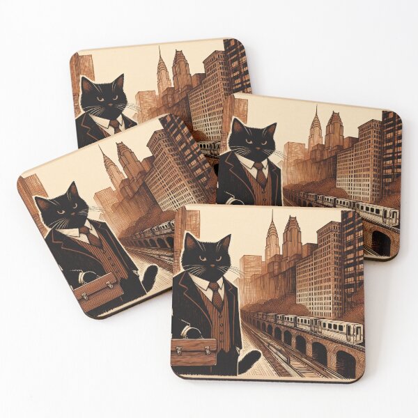 Item preview, Business Cat in Urban Landscape designed and sold by PictorialWhimsy.