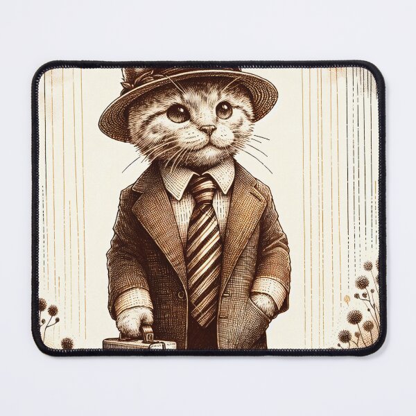 Item preview, Dapper Cat with Hat and Briefcase designed and sold by PictorialWhimsy.