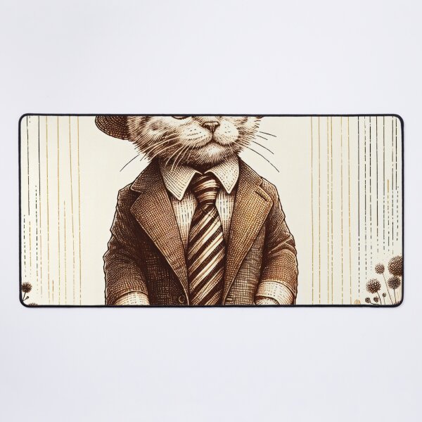 Item preview, Dapper Cat with Hat and Briefcase designed and sold by PictorialWhimsy.