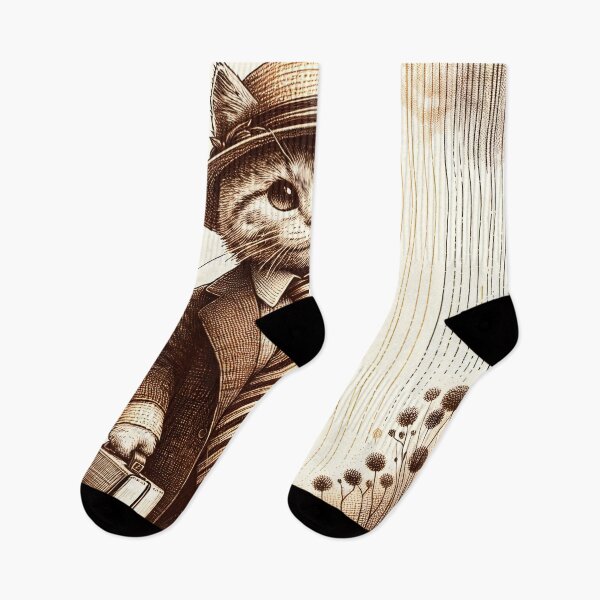Item preview, Dapper Cat with Hat and Briefcase designed and sold by PictorialWhimsy.