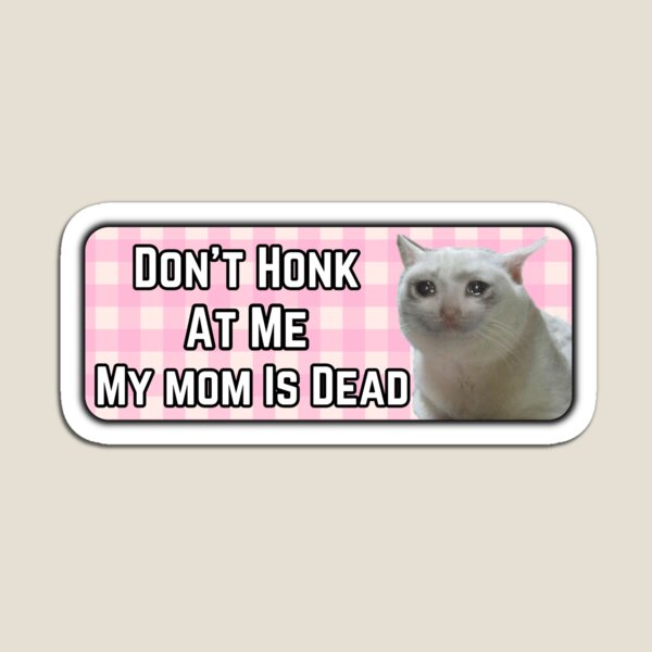 Aperçu de l'œuvre  Ne me klaxonne pas, ma mère est morte, chat rose qui pleure, humour, auto tamponneuse créée et vendue par Micro-dose.