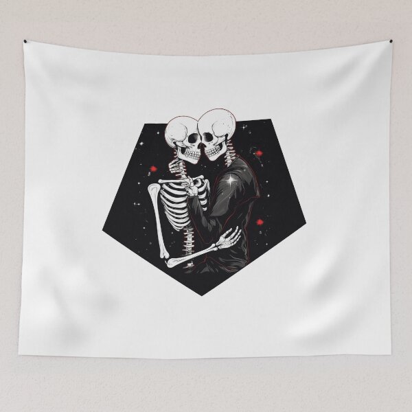 Item preview, "Celestial Embrace Skeleton and Galaxy Girl" designed and sold by vzrnmichsudops.