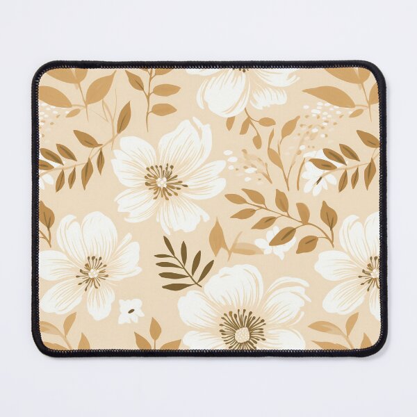 Item preview, Ethereal Blooms on Rustic Canvas - Modern White Hand-Drawn Floral on Beige Kraft Color Block designed and sold by meowjourney.