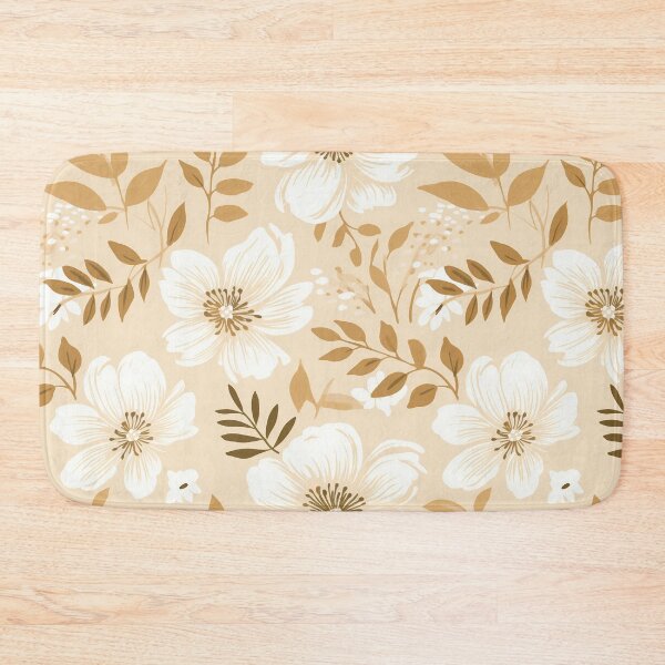 Item preview, Ethereal Blooms on Rustic Canvas - Modern White Hand-Drawn Floral on Beige Kraft Color Block designed and sold by meowjourney.