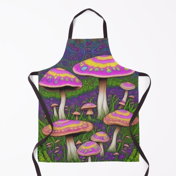 Artikelvorschau, Vintage rosa gelbe psychedelische Feldpilze entworfen und verkauft von TheDarkWardrobe.