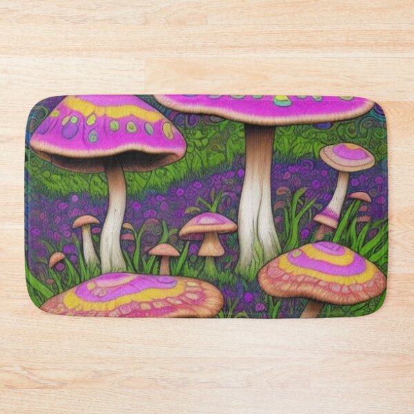 Item preview, Vintage Pink Yellow Psychedelic Field Mushrooms designed and sold by TheDarkWardrobe.