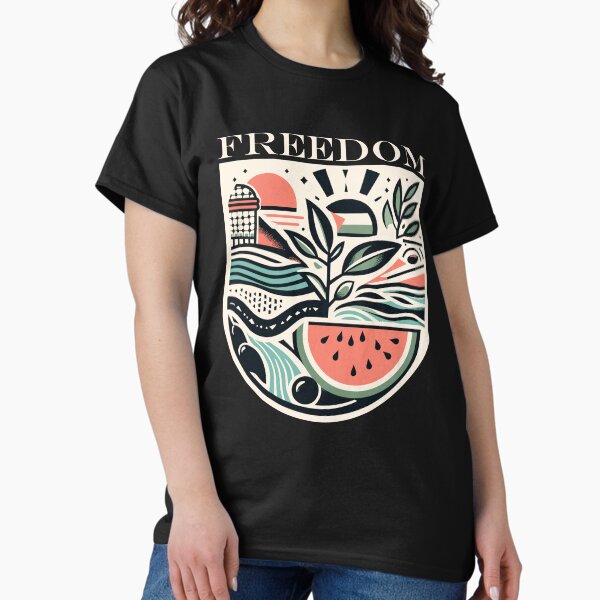 Vista previa del artículo con la obra «Libertad Palestina sandía oliva keffiyeh bandera», diseñado y vendido por Slice Of Seed.