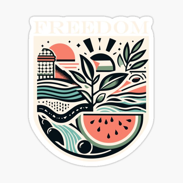 Item preview, Freedom Palestine watermelon olive keffiyeh flag designed and sold by Slice Of Seed.