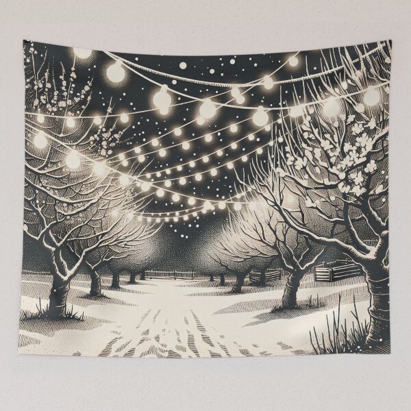 Item preview, Starry Night and Twinkling Lights in a Winter Forest designed and sold by PictorialWhimsy.