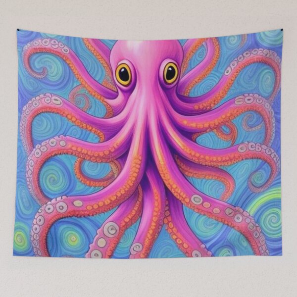 Item preview, Vintage Psychedelic Pink Octopus designed and sold by TheDarkWardrobe.