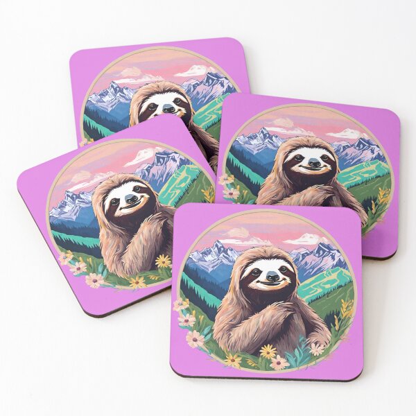 Item preview, Serene Lazy Sloth Hiking on the Mountains at Sunset - Vaporwave Adventure 12 designed and sold by SlothcoreVibes.