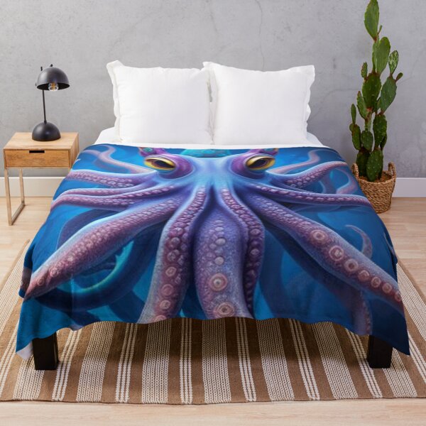 Item preview, Psychedelic Colorful Deep Blue Sea Octopus designed and sold by TheDarkWardrobe.