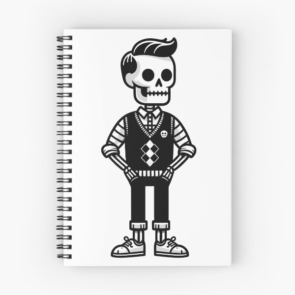 Item preview, Minimalist Preppy Skeleton - Black and White Cartoon designed and sold by QuirkPrint.